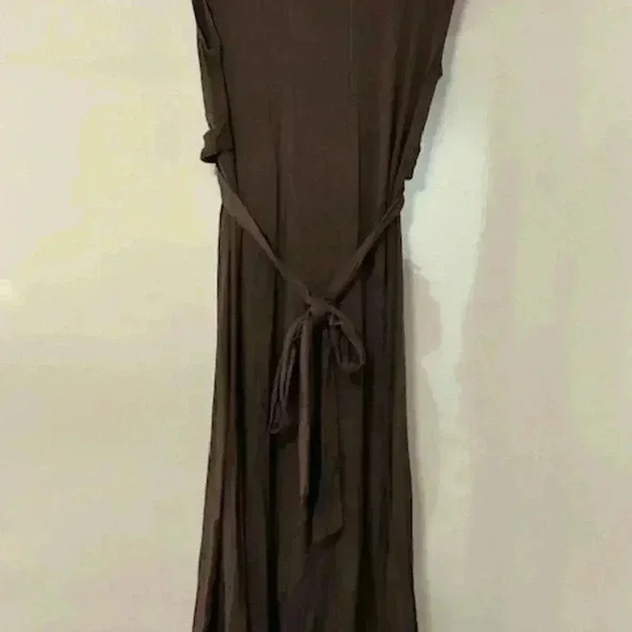 V-Neck, Beaded Belt Brown  Dress - Picture 3 of 4